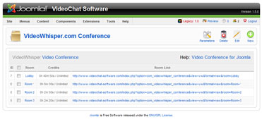 Video Conference Rooms can be edited from joomla administrator interface.